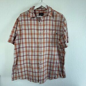 Marmot Mens XXL Orange Plaid Short Sleeve Button-Up Shirt Pocket Casual Outdoor
